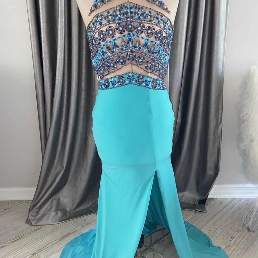 Sexy JOVANI blue dress - Picture 2 of 9